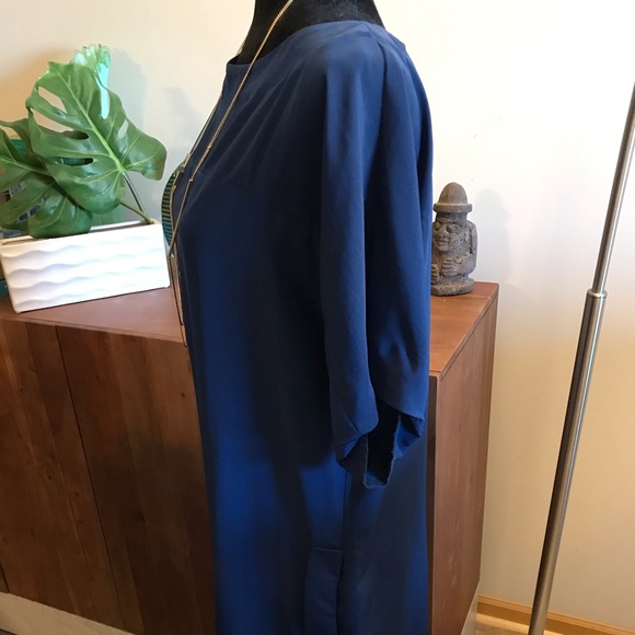 Zara Classic Shift Blue Dress with Pockets - Picture 3 of 13